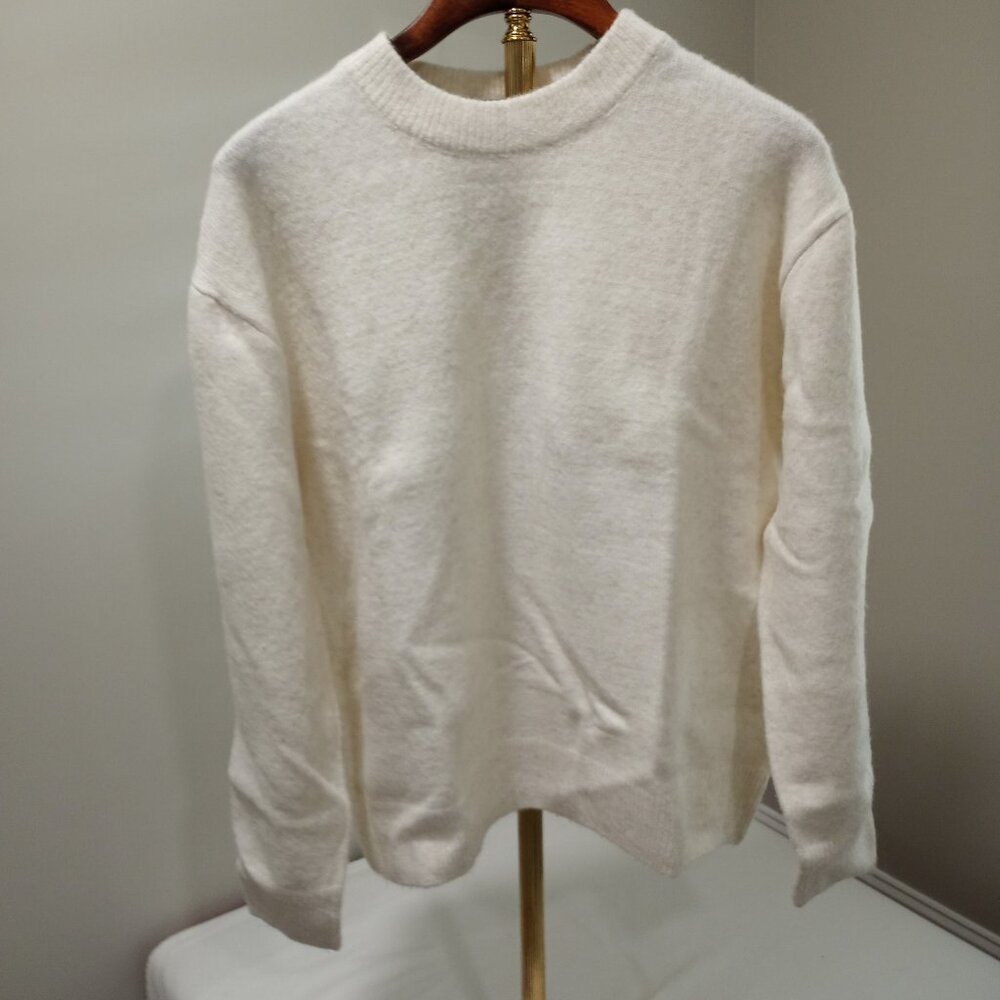 H&M WHITE/CREAM SWEATER WOOL BLEND RELAXED FIT MENS SIZE L